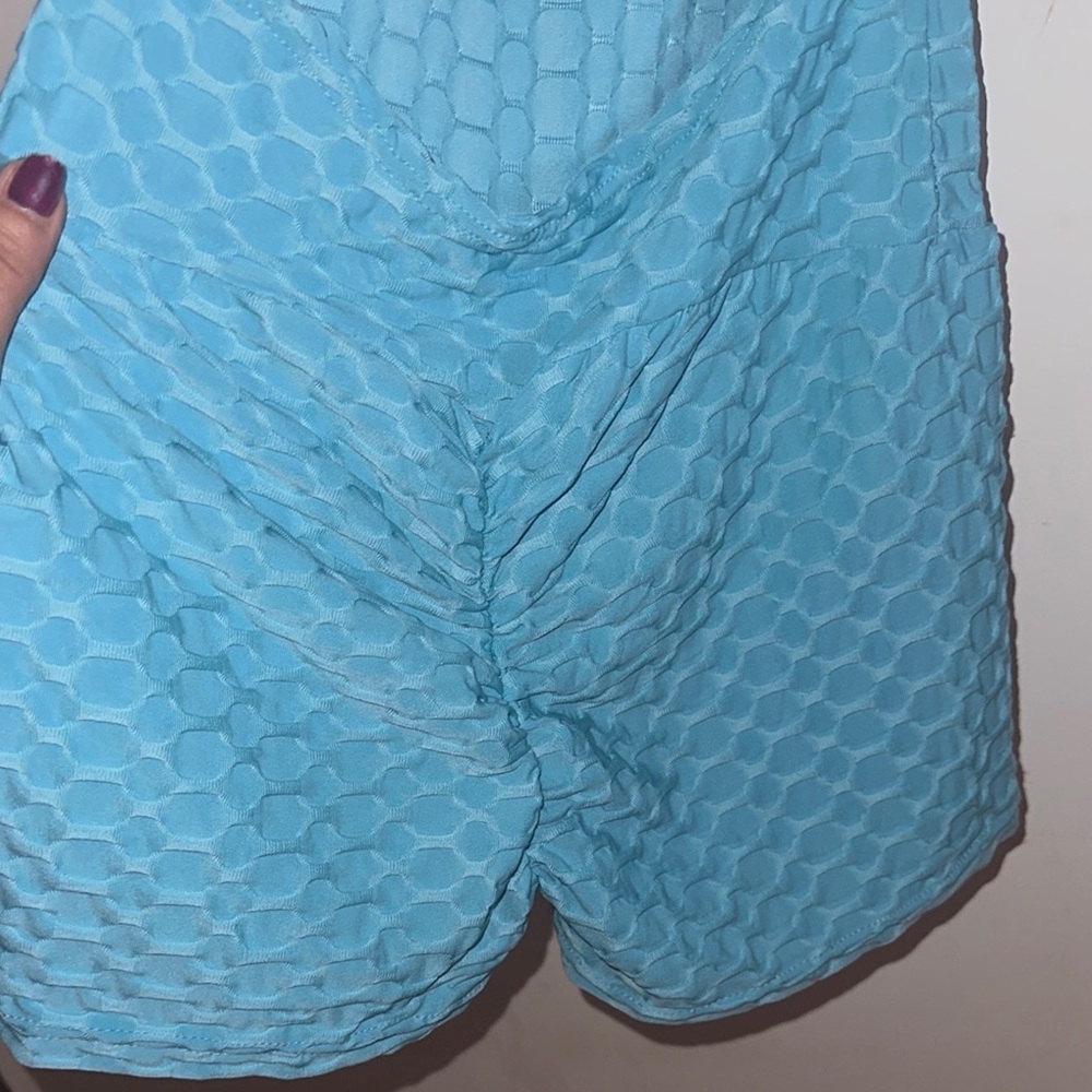 Textured Blue Romper - Picture 6 of 7